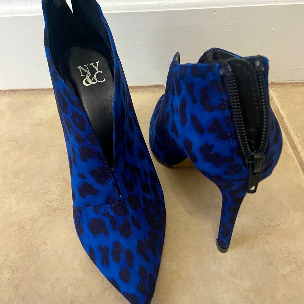 Brand New New York & Co. Blue Cheetah Print Booties